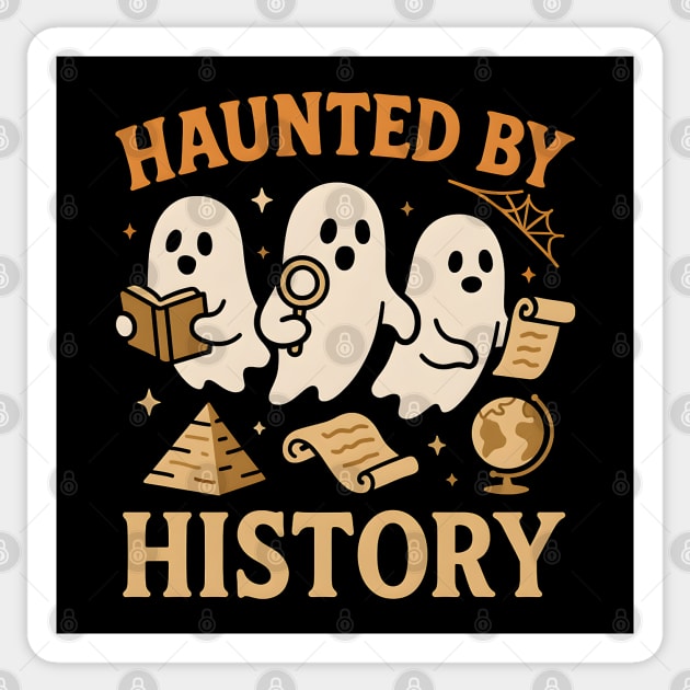 Haunted by History Funny Ghost Teacher Student Halloween Graphic Sticker by MakerMind8.2